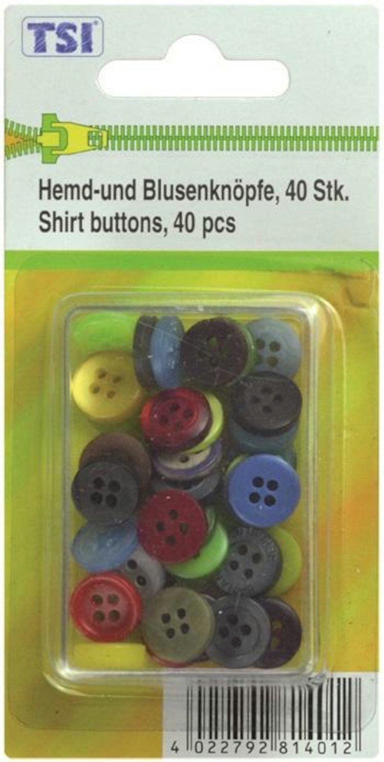 TSI Schreibwaren Knopf Knopfset / bestehend aus 40 Knöpfe / Hemdknöpfe und Blusenknöpfe