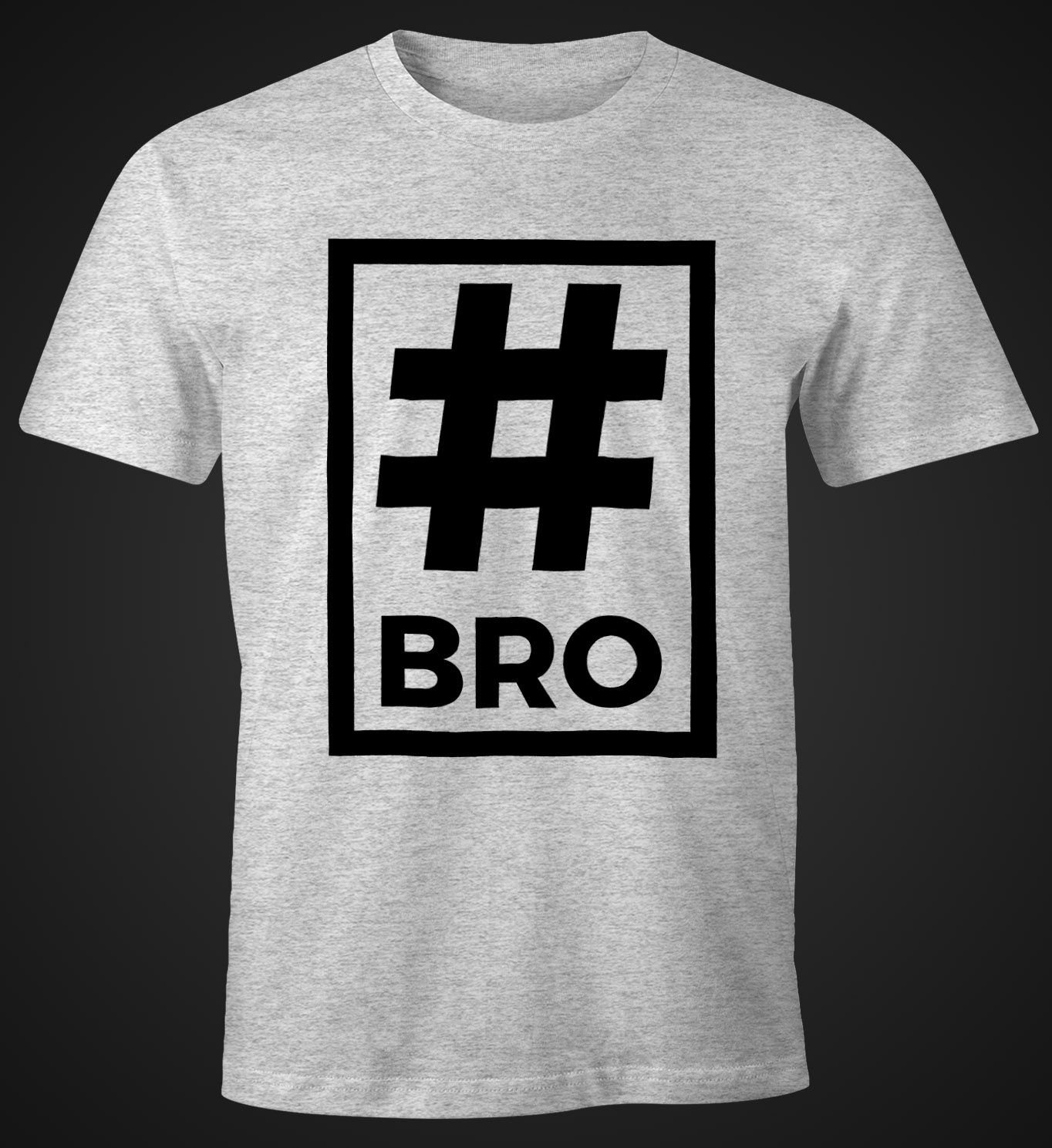 Print Moonworks® Brother grau Hashtag MoonWorks Herren T-Shirt mit Bro Print-Shirt
