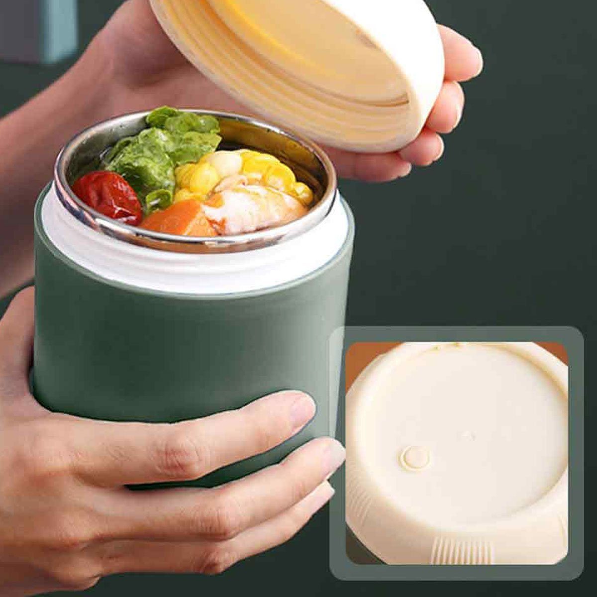Jormftte Suppe Speisebehälter Edelstahl Speisegefäß,für Thermobehälter Grün Essen Thermobehälter
