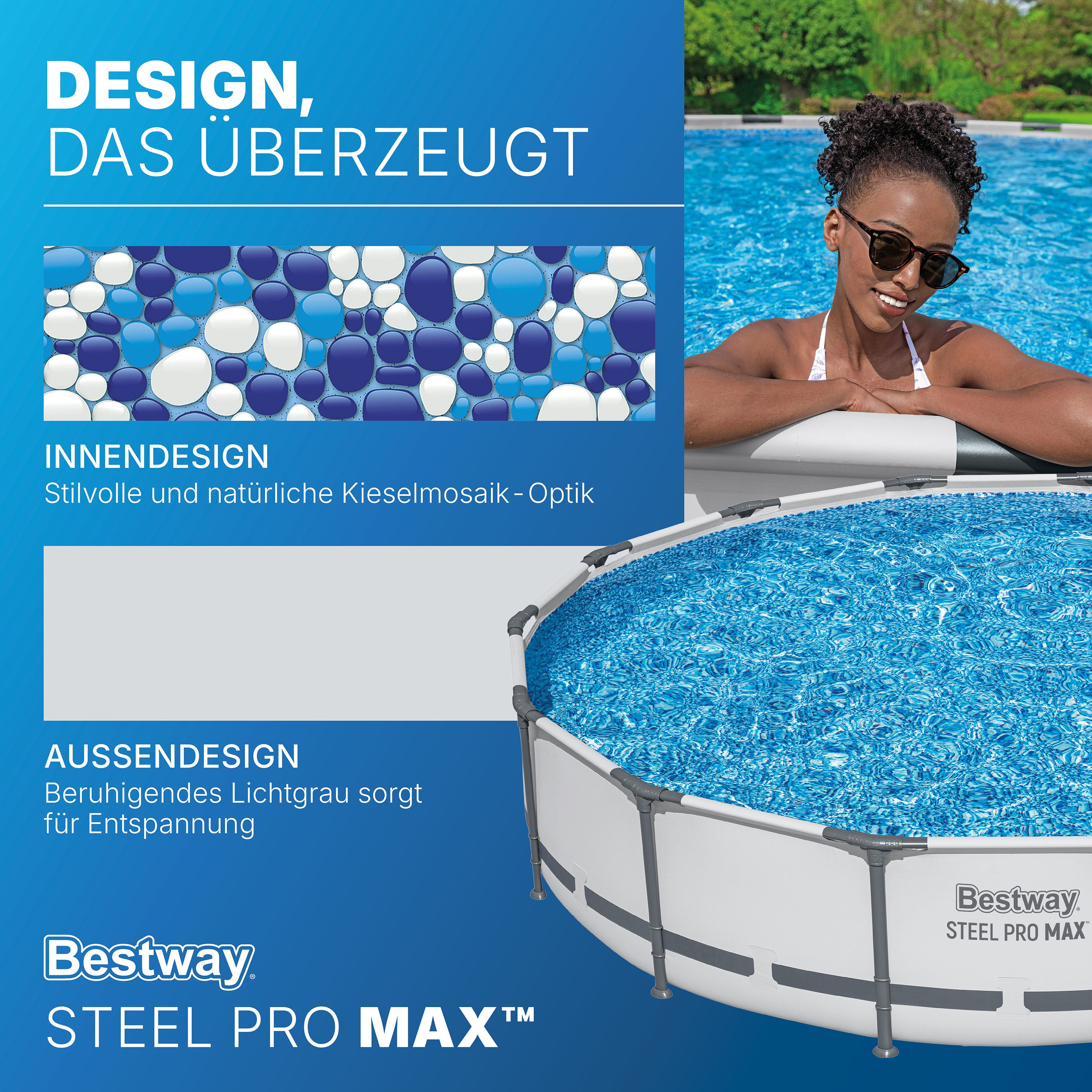 Bestway Framepool Steel Pro MAX™ (Set, Inkl. Filterpumpe), Ø 427 x 84 cm