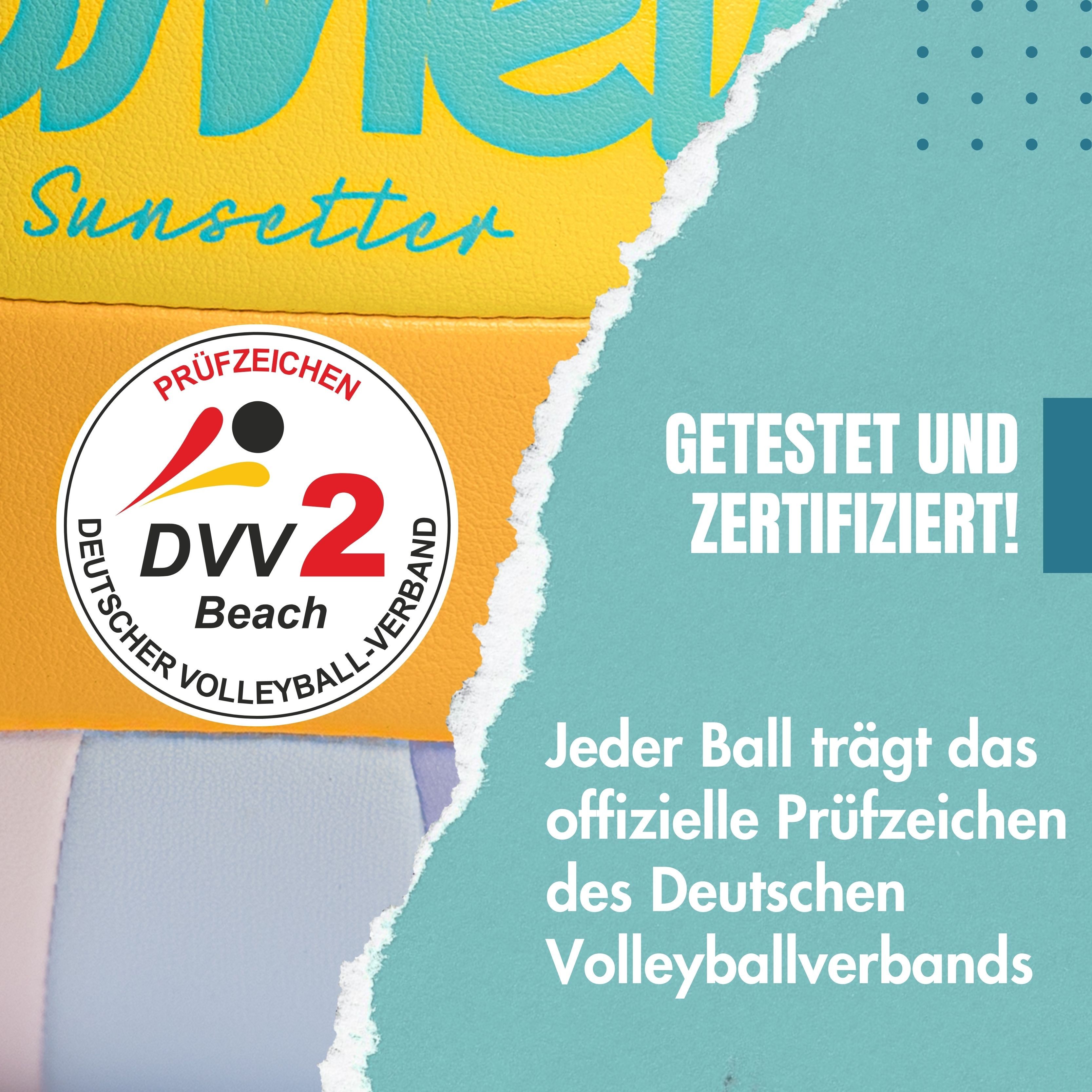 Momevo Beachvolleyball Offizieller Beachvolleyball - DVV zertifiziert, weich und robust, tolle Geschenkidee