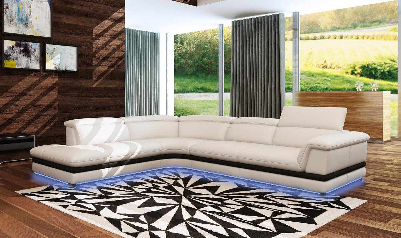 Xlmoebel Ecksofa Elegantes Ledersofa in modernem Design mit großzügiger Sitzfläche, Hergestellt in Europa