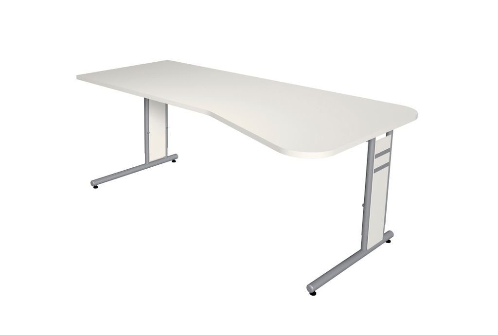 KERKMANN Schreibtisch, Form 4 Freiformtisch, manuell höheneinstellbar, Weiß | Schreibtische
