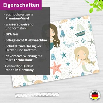 cover-your-desk.de Schreibtischunterlage abwaschbar - Meerjungfrauen - aus premium Vinyl - Made in Germany, (1 tlg)
