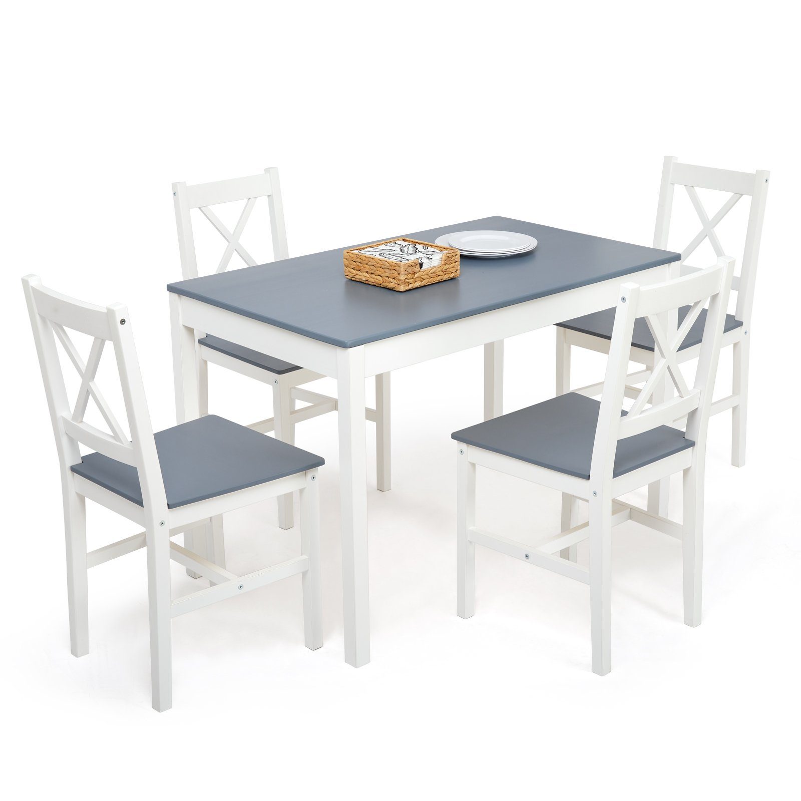 Essgruppe Tisch, 1 Stühle (Set, und 4 3-tlg), Marineblau Mondeer Dunkelblau