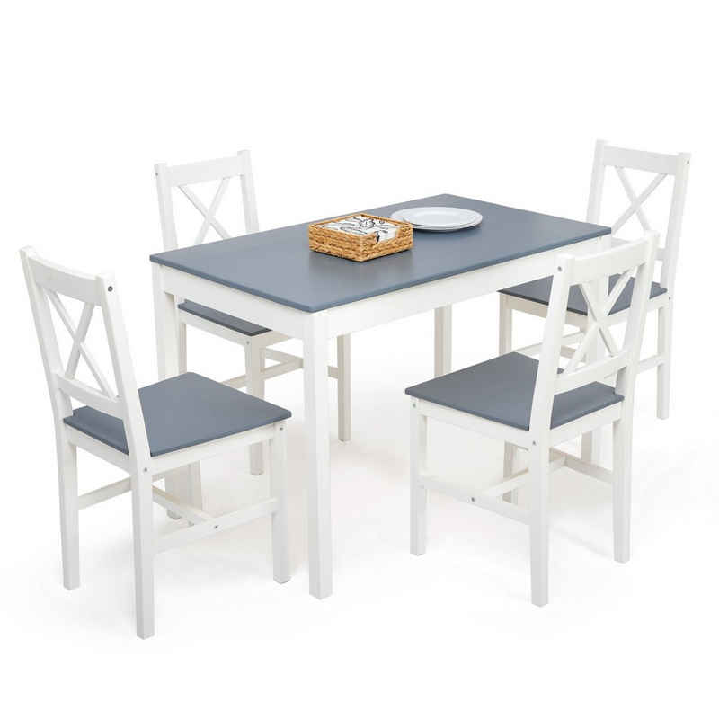 Mondeer Essgruppe (Set, 3-tlg), 4 Stühle und 1 Tisch, Marineblau