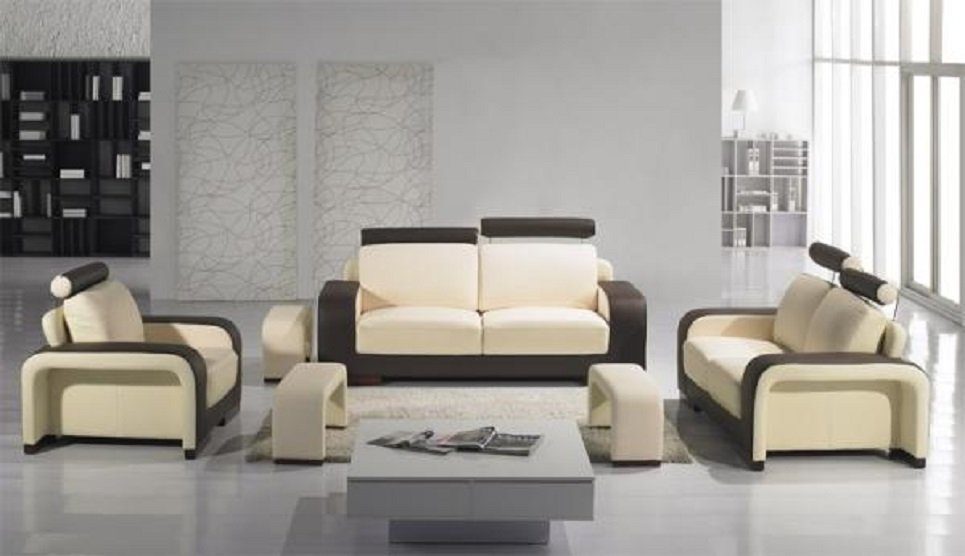 JVmoebel Sofa Sofagarnitur Set 321 Couchen Neu, Europe Sofas Sitzer in Leder Design Beige/Braun Made Polster