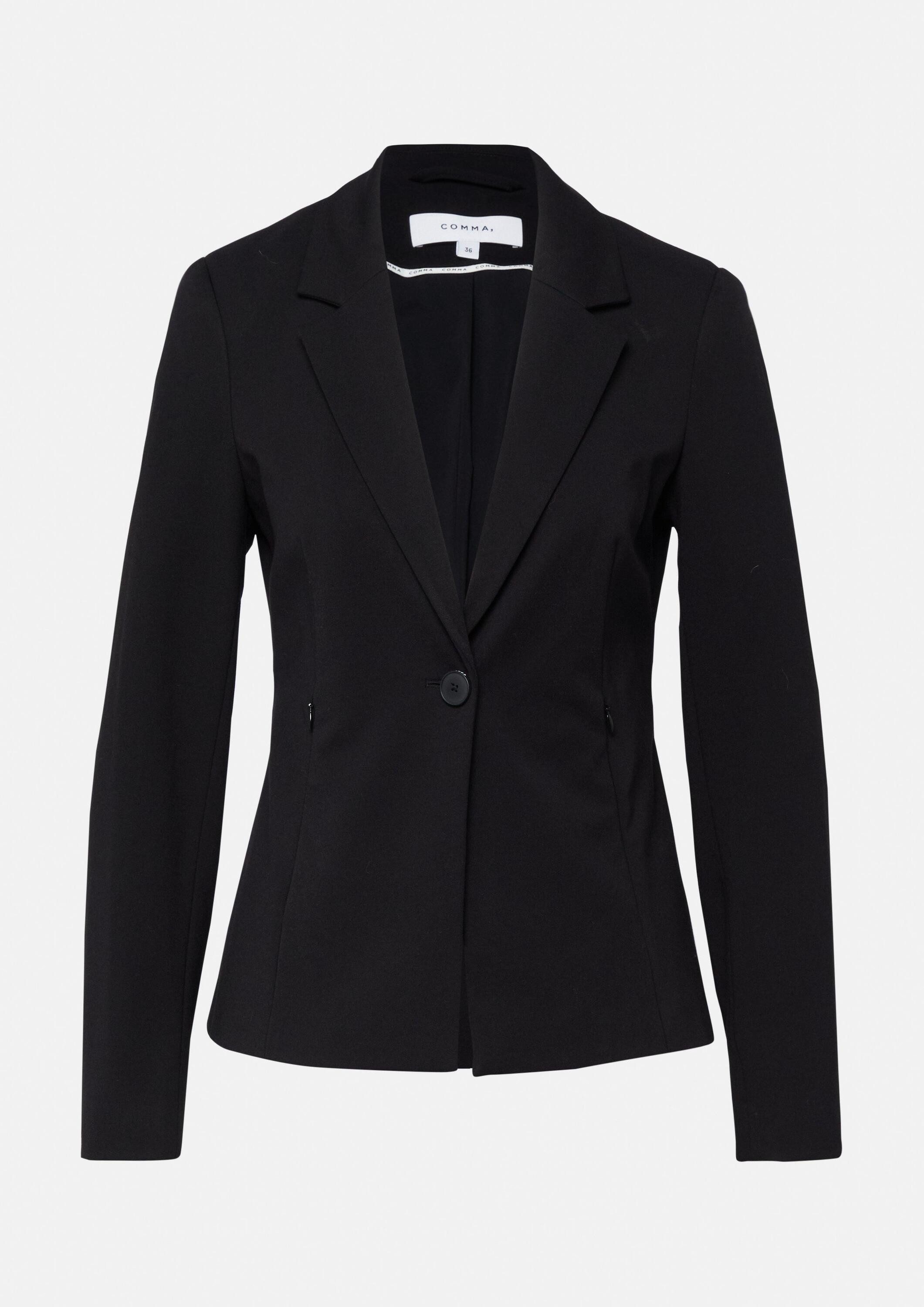 comma Jackenblazer Indoor-Blazer Taillierter Blazer aus weichem Jersey mit Reißverschlusstaschen