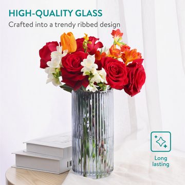 Navaris Dekovase Glasvase geriffelt groß 25cm Höhe Ø 11,5cm - Blumenvase Glas (1 St)