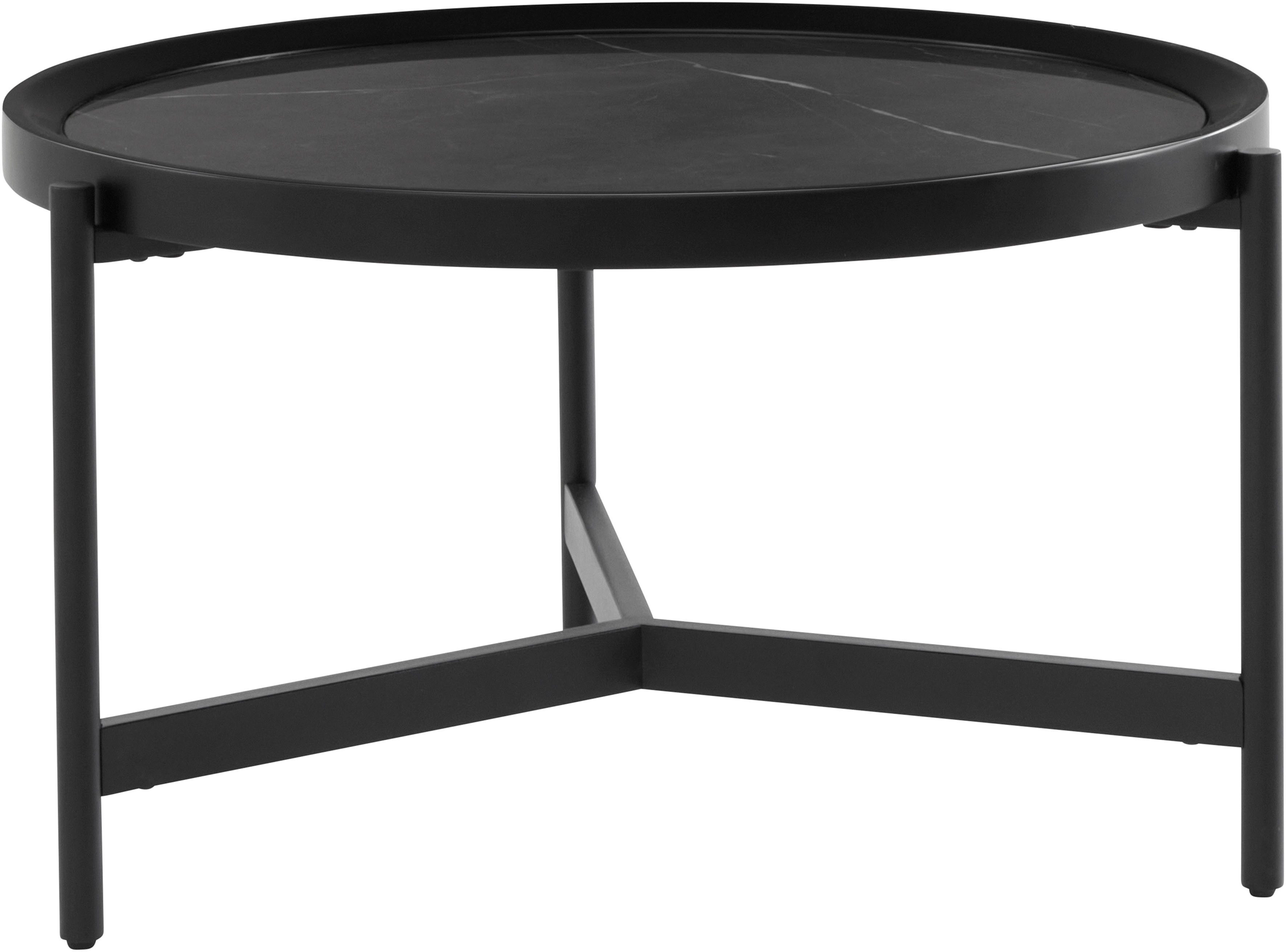 OTTO home Couchtisch Sapphira, mit einer Keramiktischplatte, schwarzes Metallgestell, Breite 80 cm