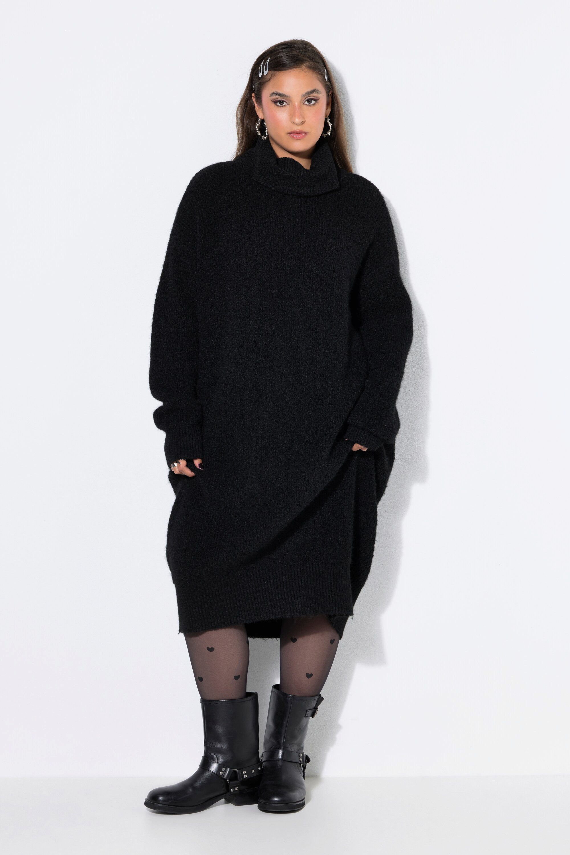 Studio Untold Strickkleid Strick-Minikleid oversized Rollkragen Langarm