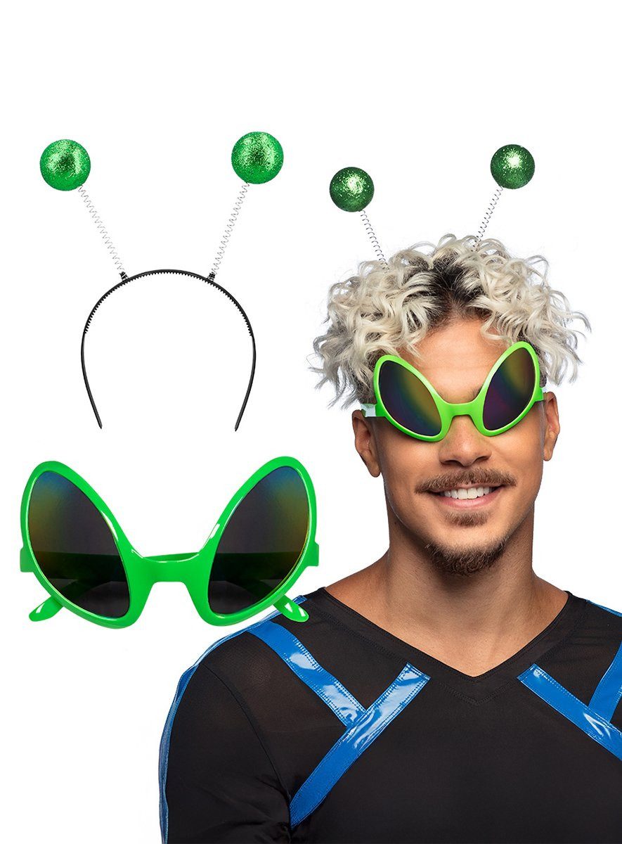 Boland Kostüm Alien Brille & Antennen, Für ein wirklich abgespacetes Outfit auf der nächsten Party!