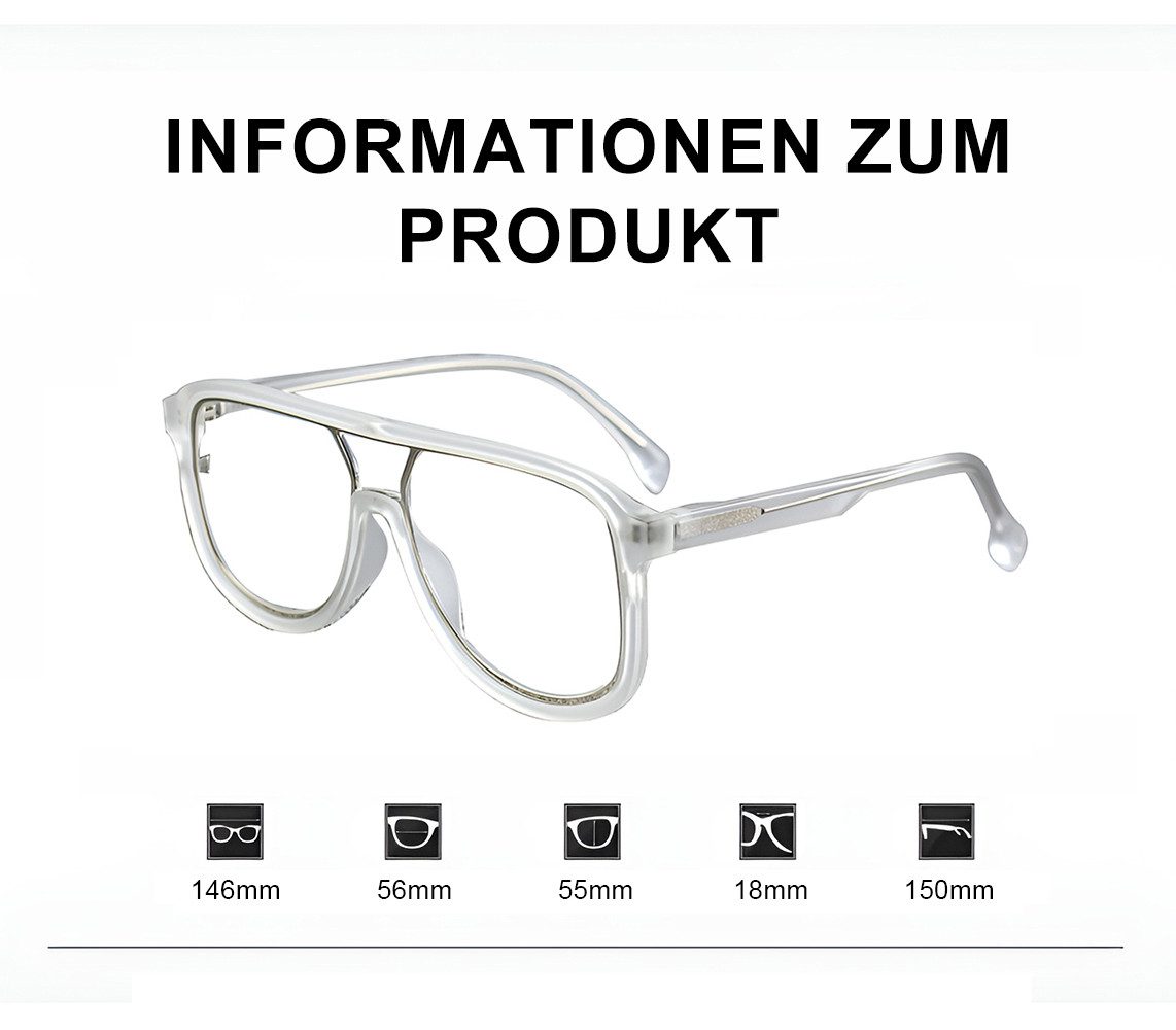 PACIEA Brille Herren Ohne Sehstärke Doppelbalkenrahmen Vintage Anti Blaulicht