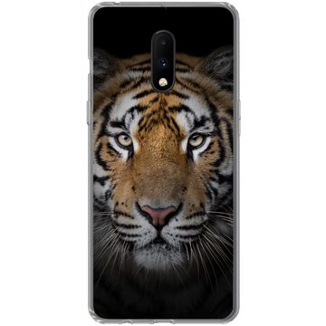 MuchoWow Handyhülle Tiger - Wildtiere - Porträt - Schwarz - Tiere, Phone Case, Handyhülle OnePlus 7, Silikon, Schutzhülle
