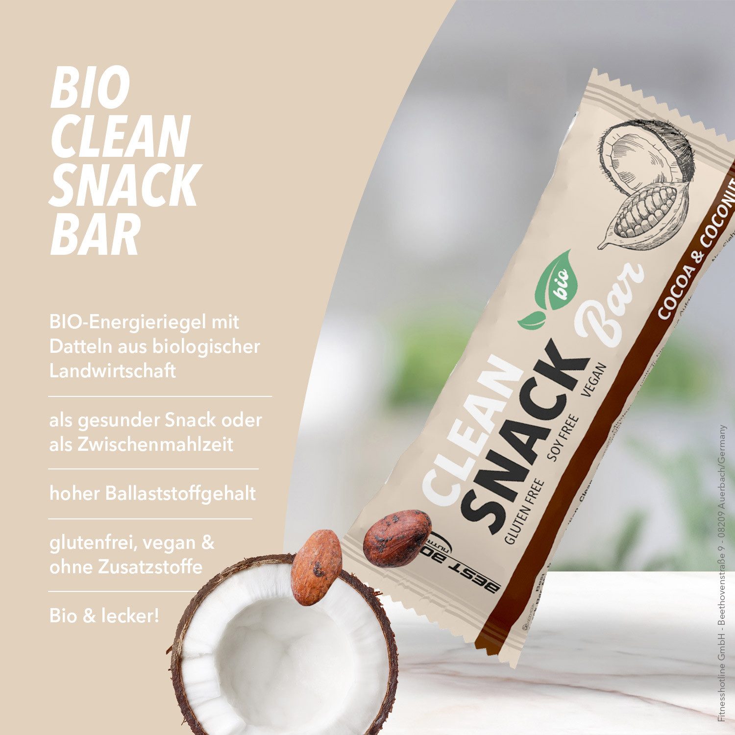 Best Body Nutrition Bio Clean Snack Bar Riegel, 50 g