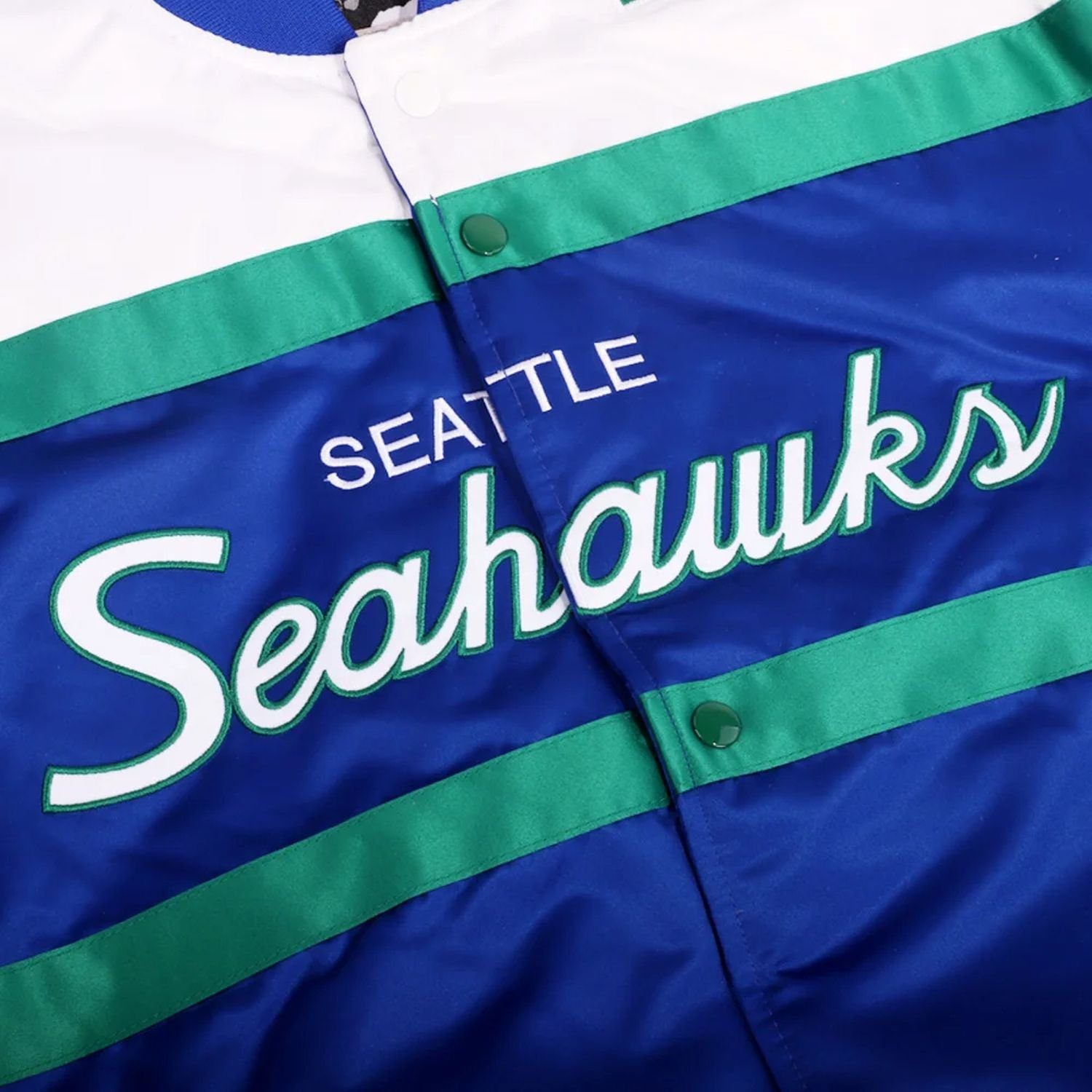 Ness Satin & Windbreaker SCRIPT Seahawks Seattle Mitchell Heavyweight