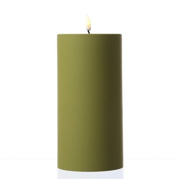 Deluxe Homeart LED-Kerze MIA Deluxe für Außen flackernd H: 20cm D: 10cm outdoor olivgrün (1-tlg)
