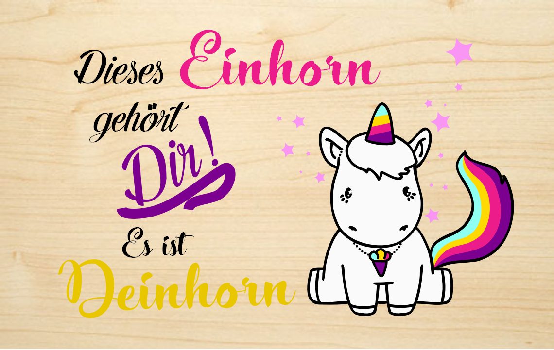 Grußkarten Holzgrusskarte Einhorn
