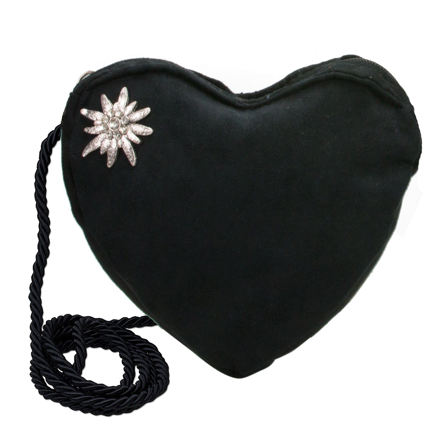 Schultertasche Herztasche Strass-Edelweiß (schwarz)