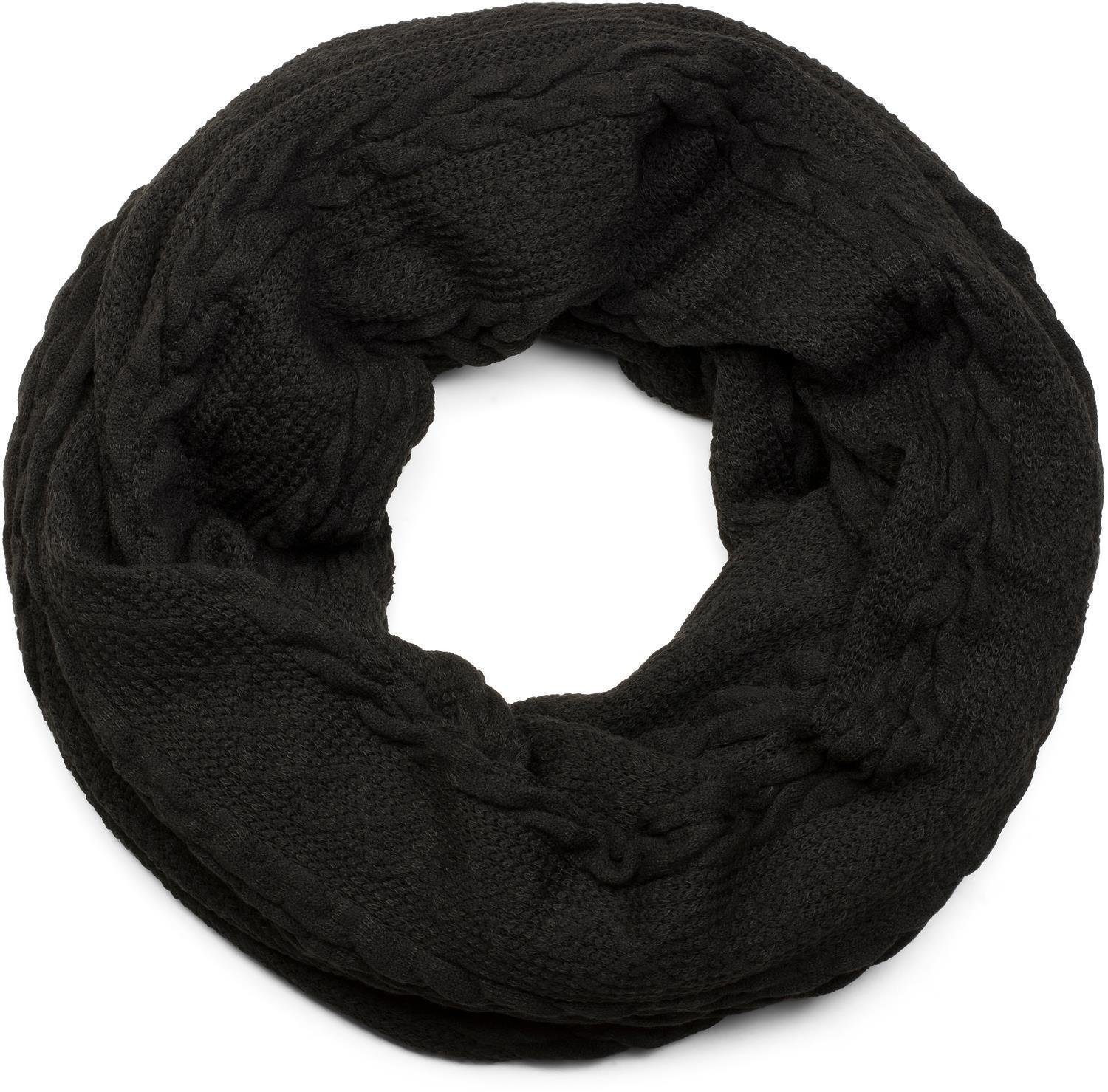 Strickschal Feinstrick Loop mit Zopfmuster