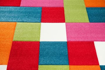 Kinderteppich Kinderteppich Spielteppich Kinderzimmer Teppich Karo Muster Multicolour Rot Türkis Orange Creme Grün Pink, Teppich-Traum, rechteckig, Höhe: 13 mm
