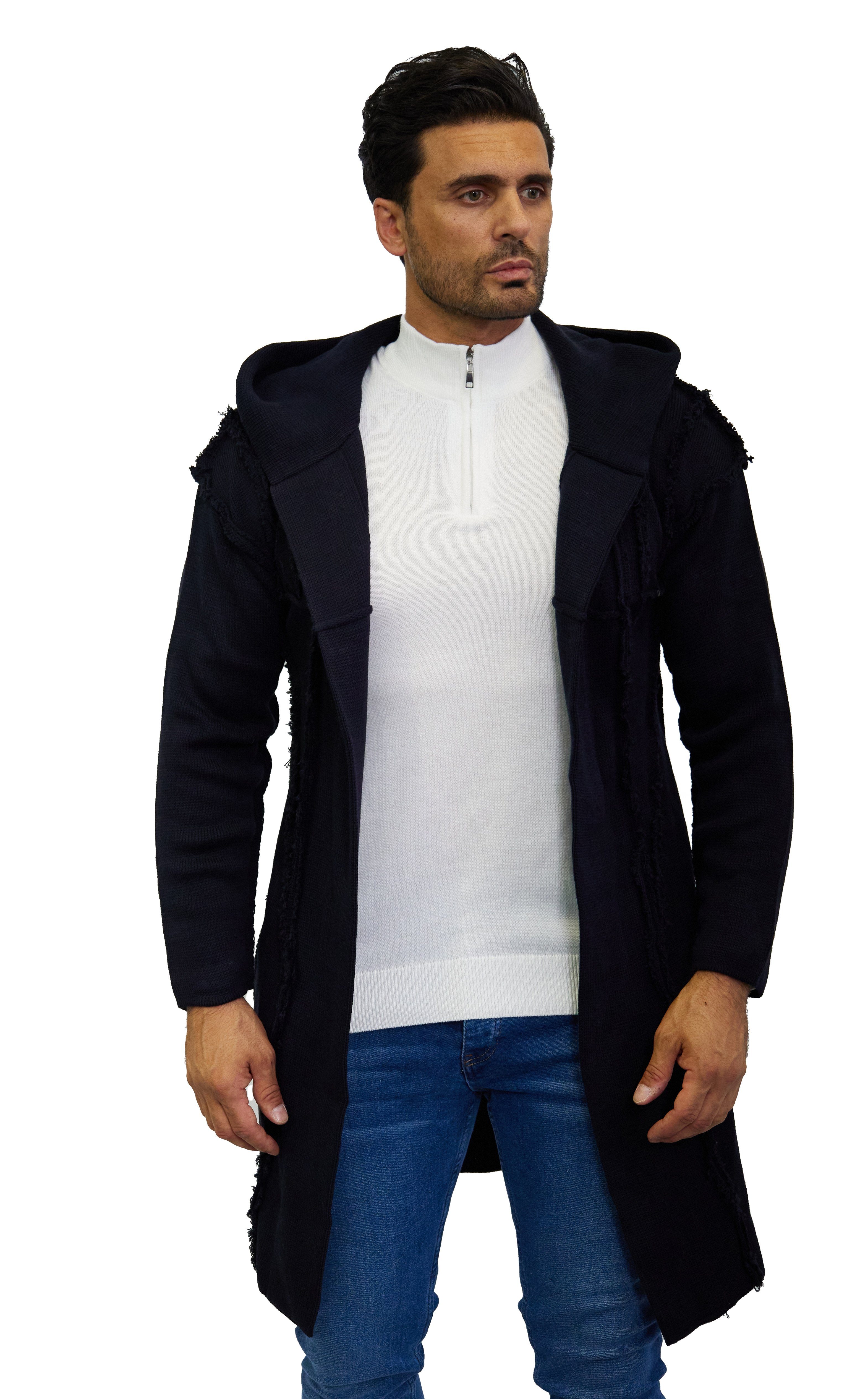 Denim Distriqt Strickjacke Lässige Herren StrickJacke mit besonderem Naht-Look Navy