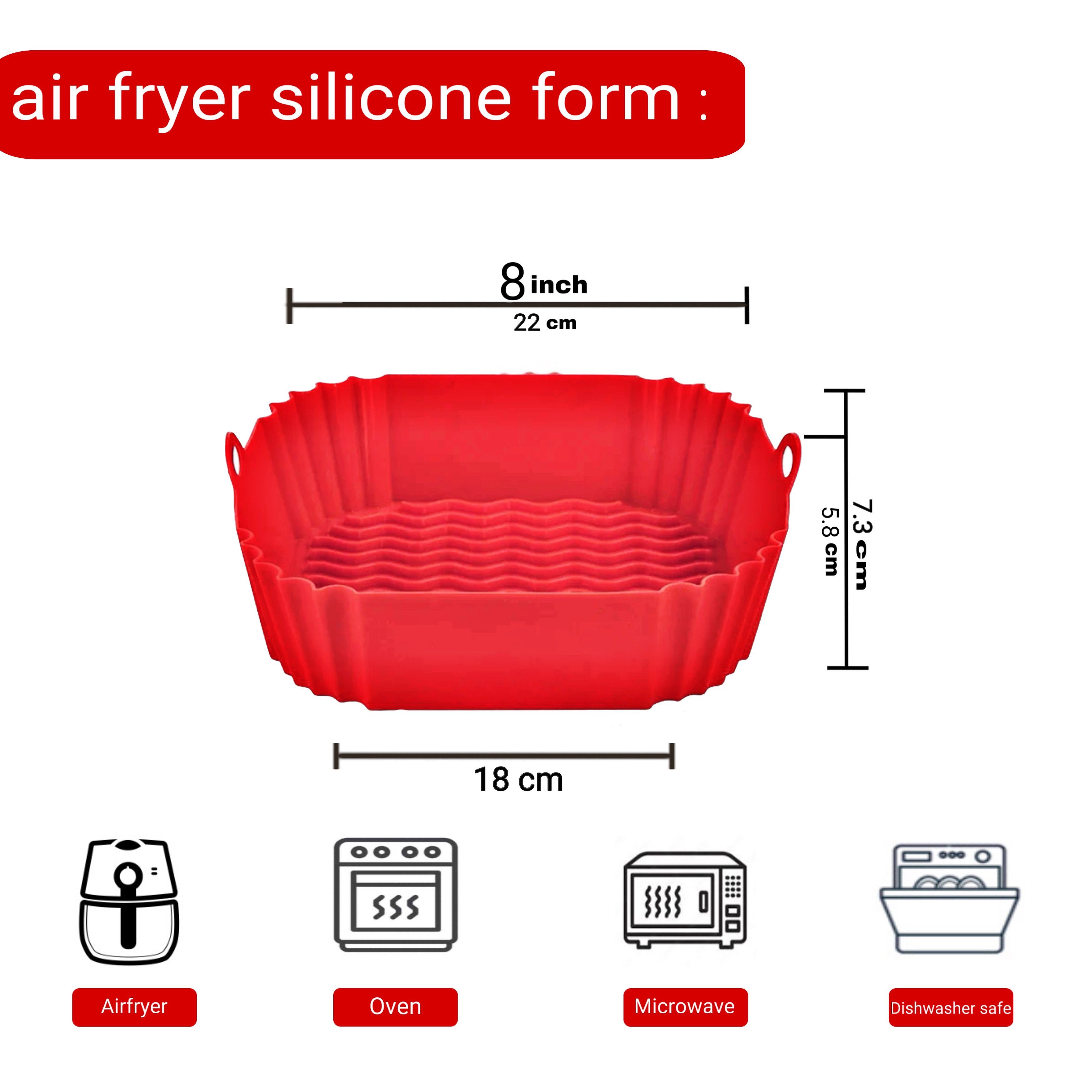 Quadratisch IhrHauz Ersatz, Fryer Heißluftfritteuse Silikon (1-tlg) Rot Air Backform Topf Backform