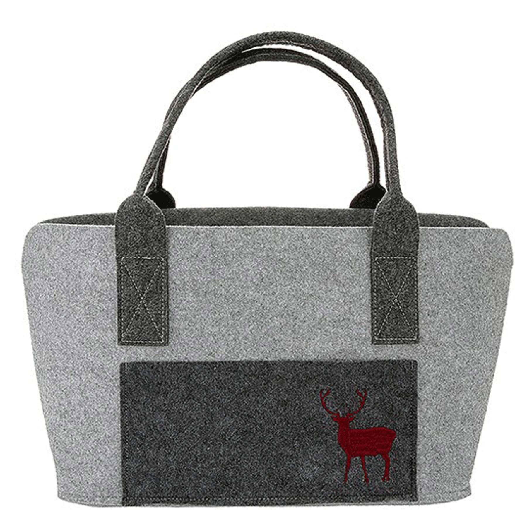 Shopper Filztasche Seitenfach Hirsch hellgrau