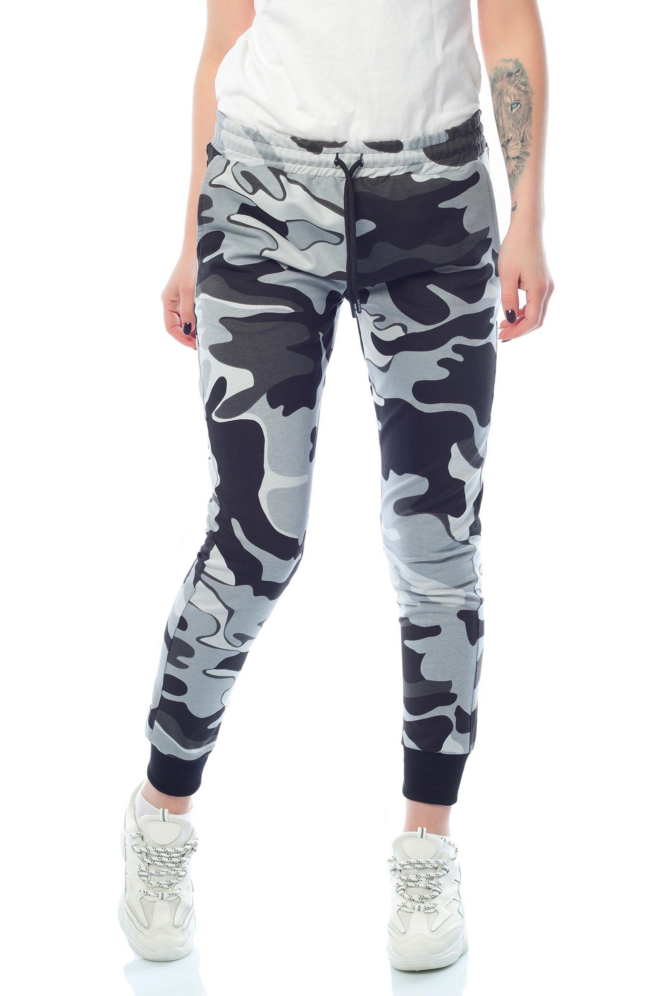 Bongual Jogginghose Damen Sweathose Camo Armee Tarnmuster Freizeithose günstig online kaufen