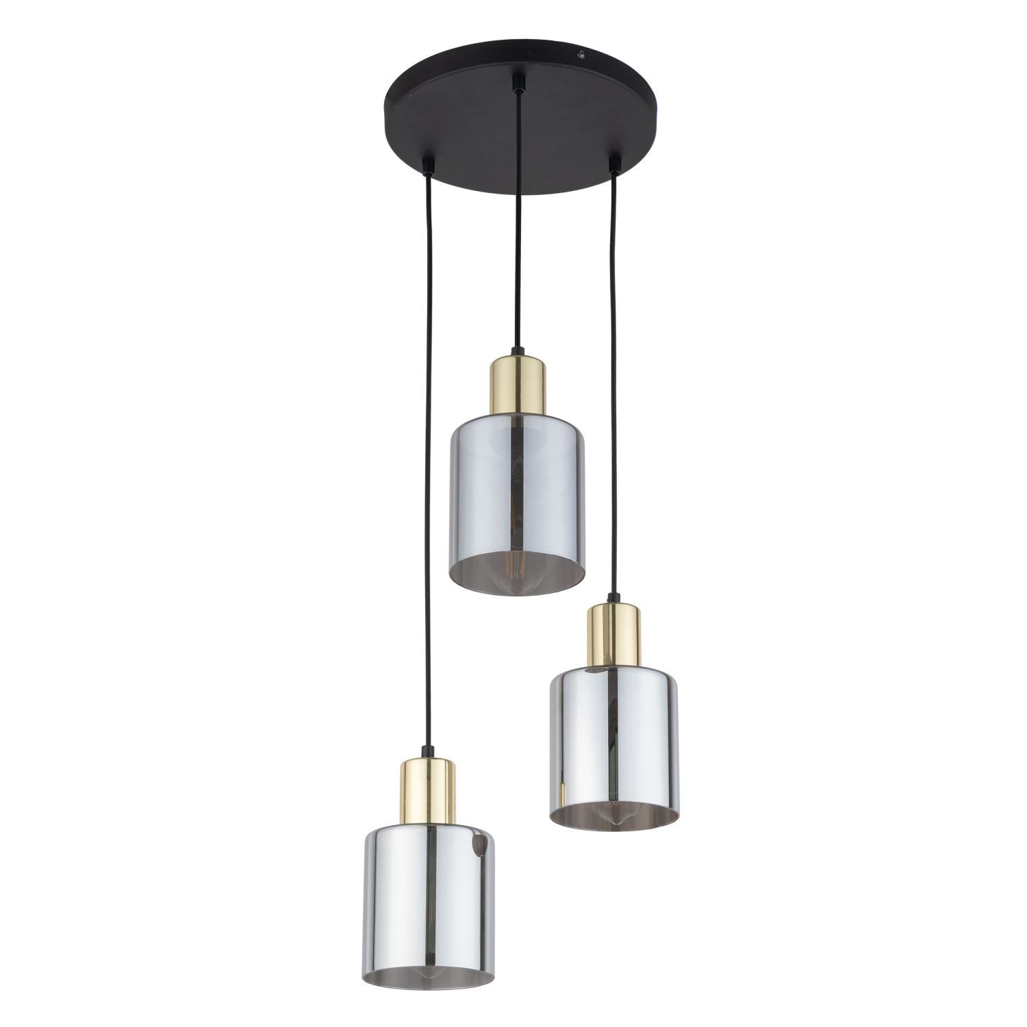Licht-Erlebnisse Pendelleuchte BRIOV, ohne Leuchtmittel, Rauchglas Metall H: max. 100 cm 32 cm breit in Schwarz Graphit Gold