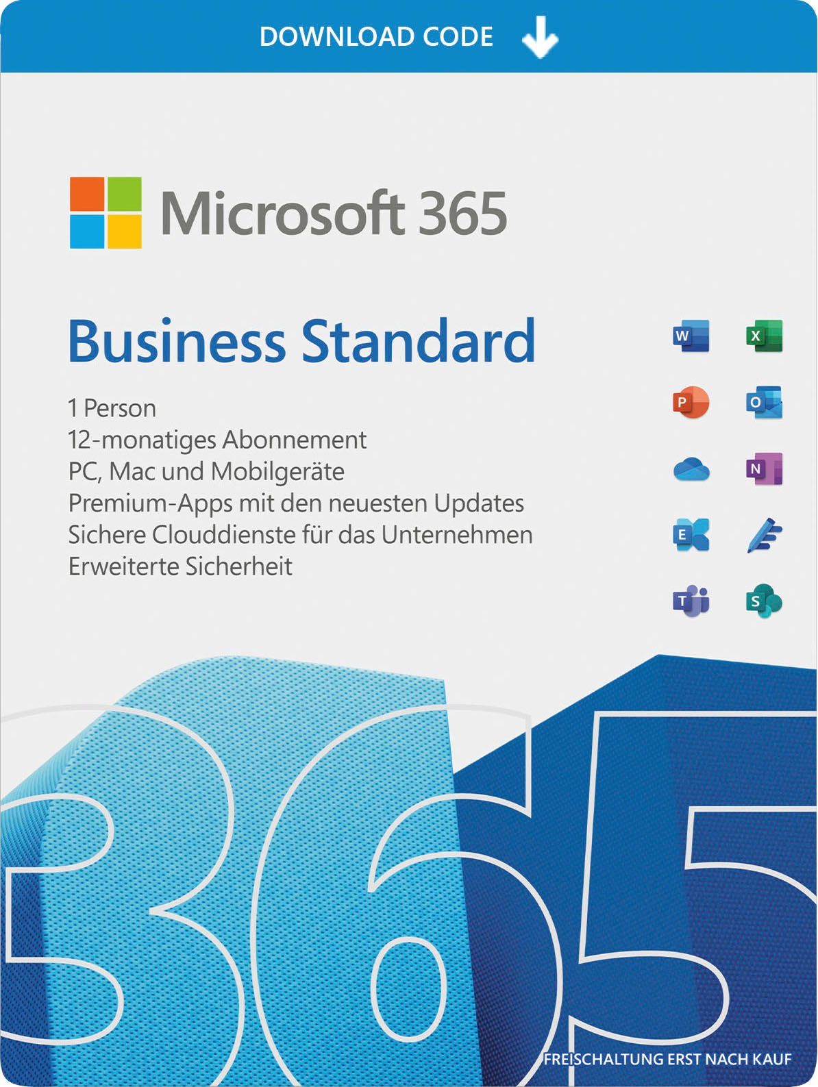 Microsoft original Microsoft 365 Business Standard (Officeprogramm, Unternehmen Lizenzschlüssel) für