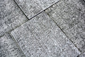 Mosani Mosaikfliesen Mosaik Fliese Keramik Mix Glasmosaik Textiloptik Grau meliert