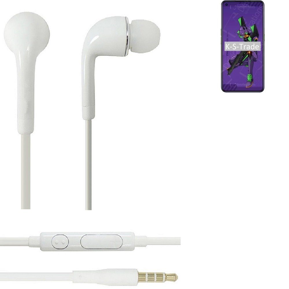 K-S-Trade für Oppo Reno Ace 2 EVA In-Ear-Kopfhörer (Kopfhörer Headset mit Mikrofon u Lautstärkeregler weiß 3,5mm)