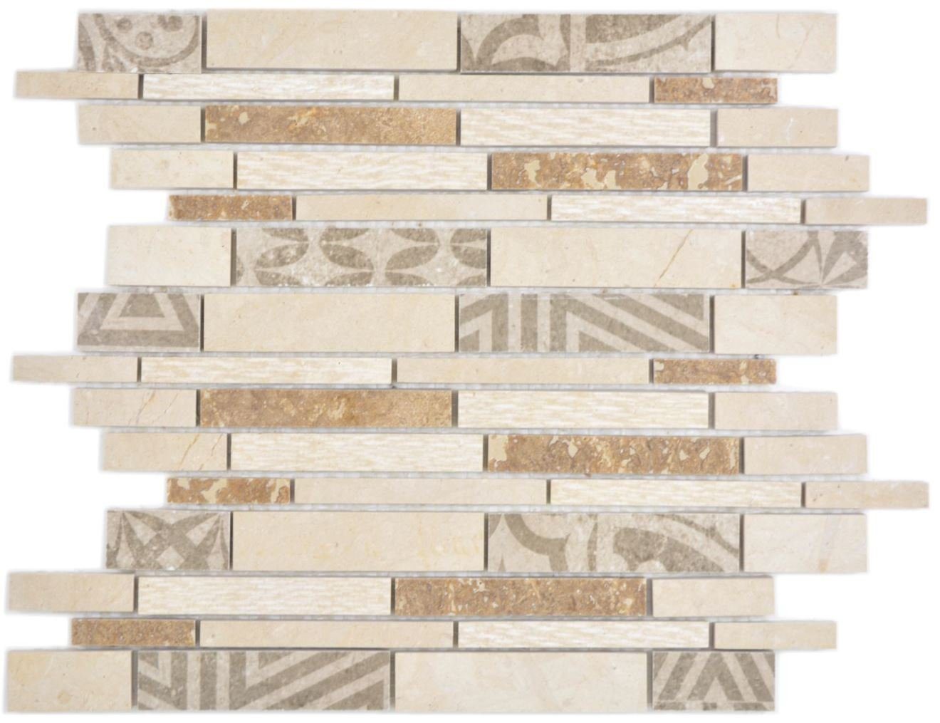 Mosani Mosaikfliesen Marmor Mosaik Fliese Keramikmosaik beige cream Wandfliese