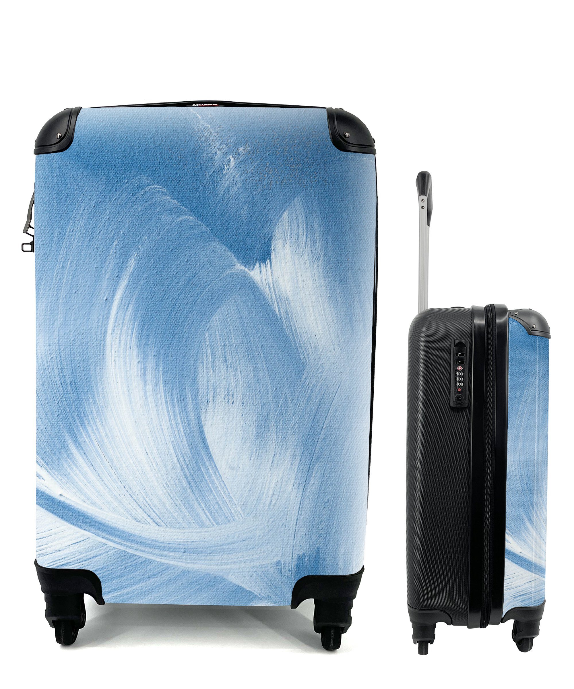 MuchoWow Handgepäckkoffer Blau - Acrylfarbe - Gestaltung, 4 Rollen, Reisetasche mit rollen, Handgepäck für Ferien, Trolley, Reisekoffer