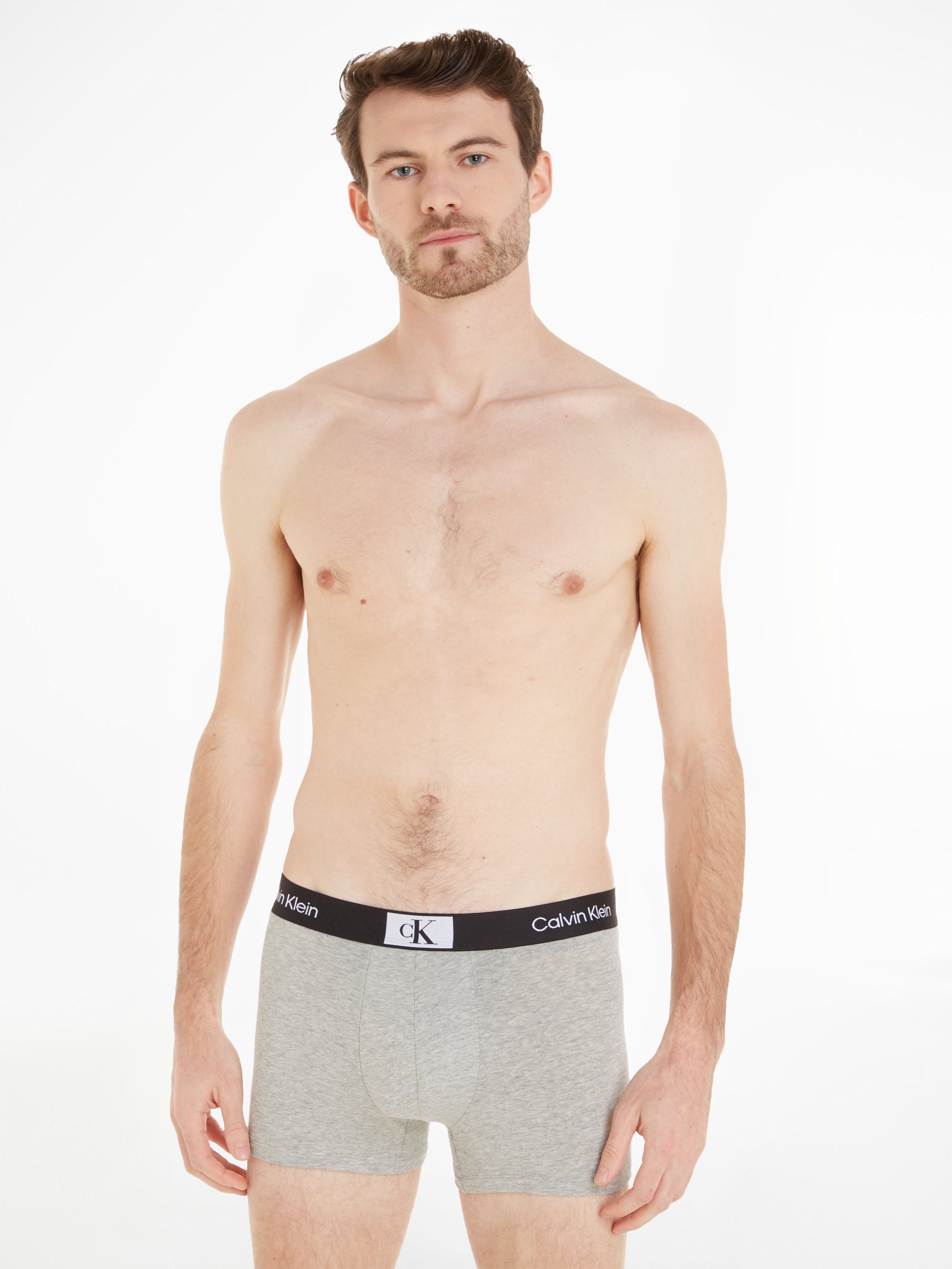 3er-Pack) mit Underwear 3PK Klein Calvin (Packung, Klein TRUNK Trunk Calvin Logo-Elastikbund BLACK&-WHITE&-GREY-HEATHER