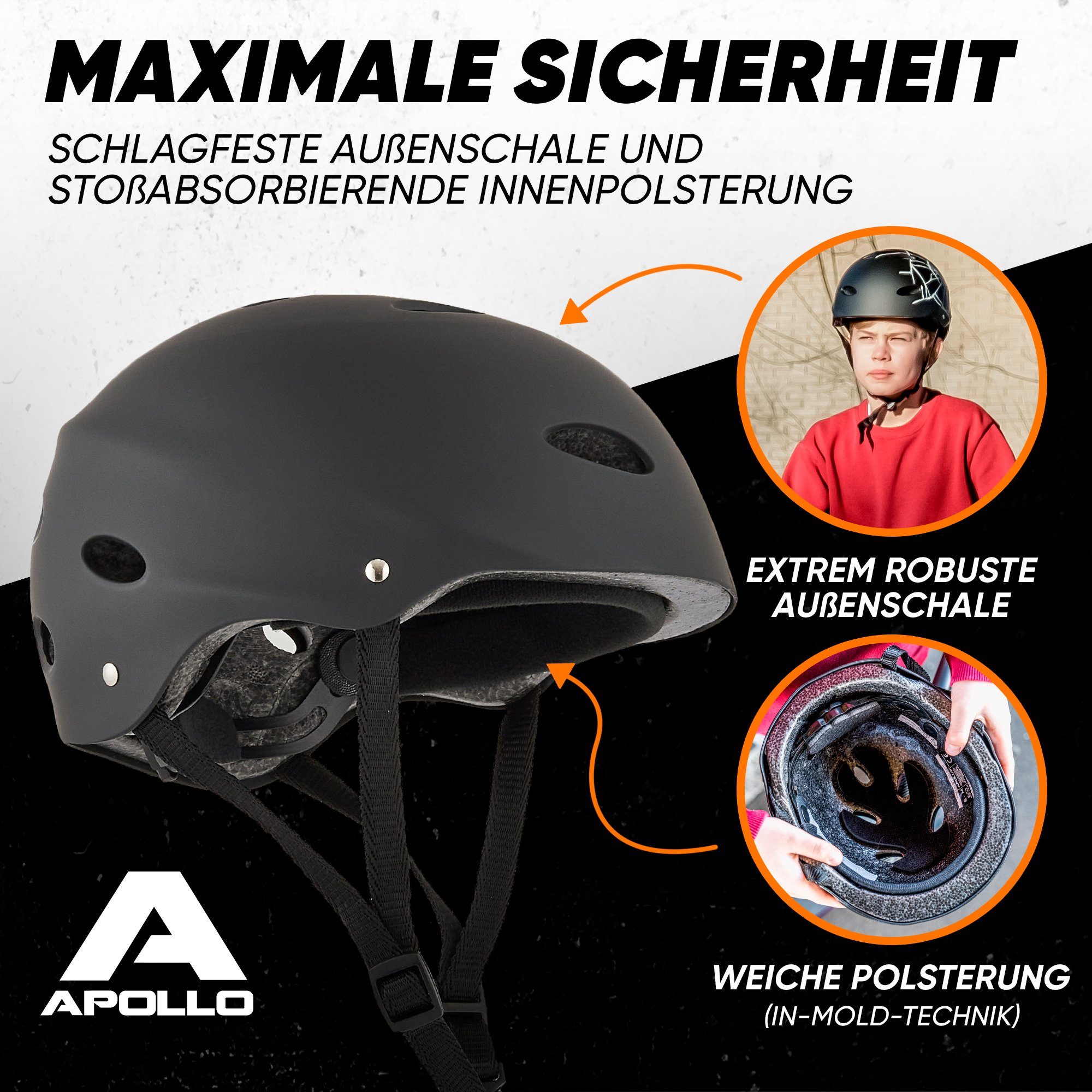 Apollo Kinderhelm Größenverstellbarer Schutzhelm Skatehelm mit, größenverstellbar