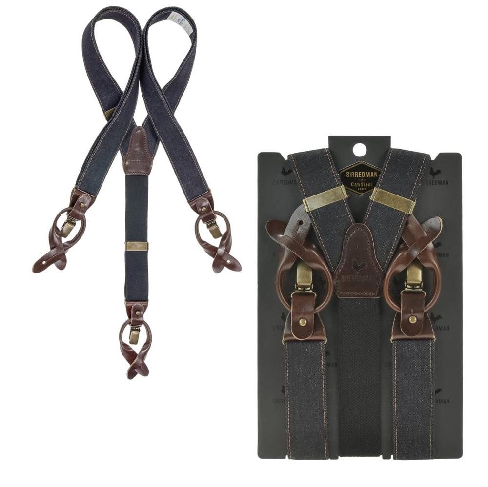 Sir Redman Hosenträger Sturdy Stitch dark (Set) Holländer Y-Form, Hosenclips, Knopflaschen, 35mm Trägerbreite, 130cm