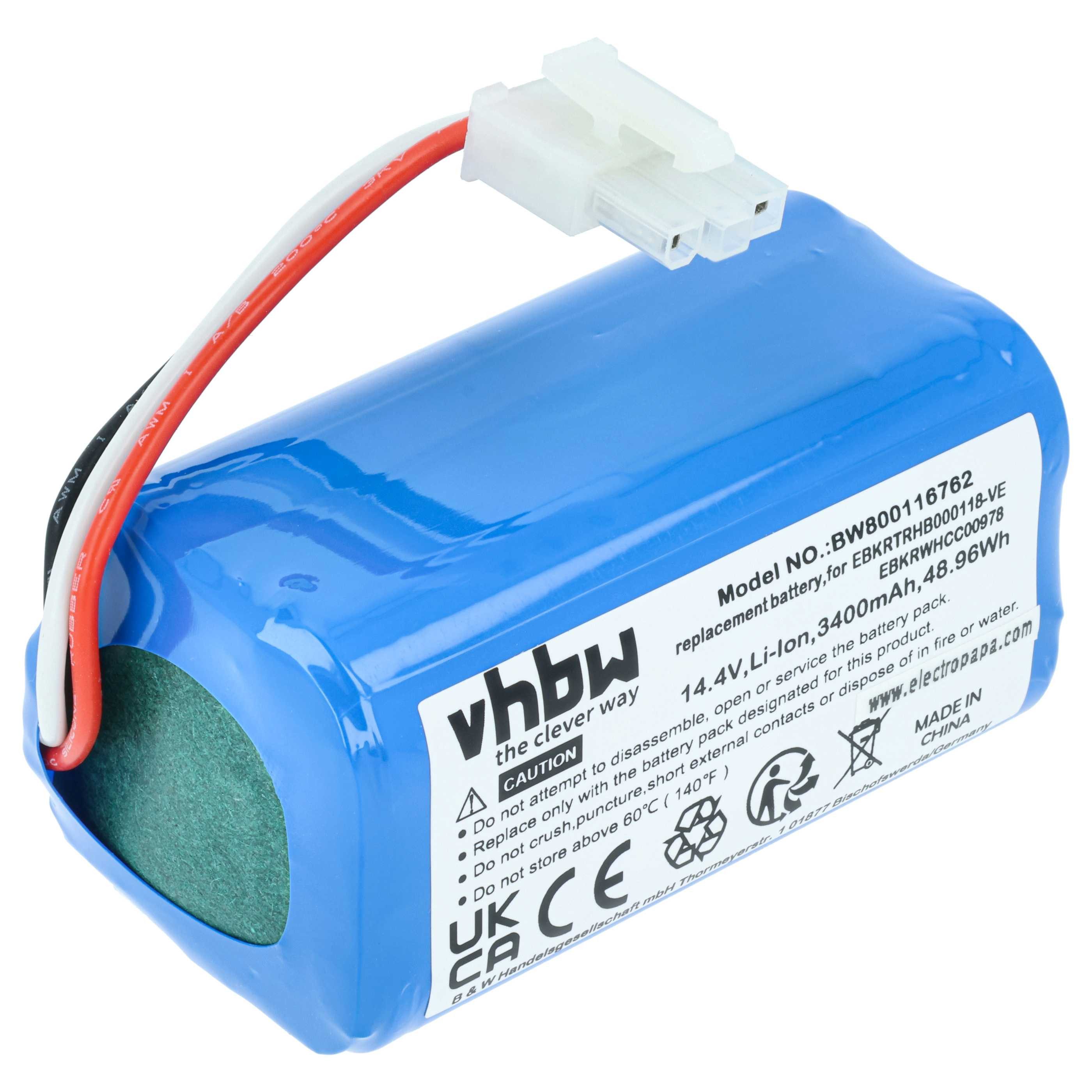 vhbw Akku Ersatz für Yujin Robot EBKRBKDL001039, EBKRWHD00686 für Staubsauger-Akku Akku Li-Ion 3400 mAh (14,4 V, 1 St), Leistungsfähiger Austausch-Akku für Ihren Saugroboter