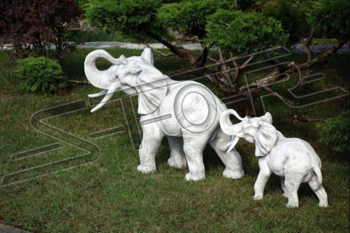 Elefant Garten Neu Statue Stein Terrasse Figur JVmoebel Deko Skulptur Figuren Dekoration