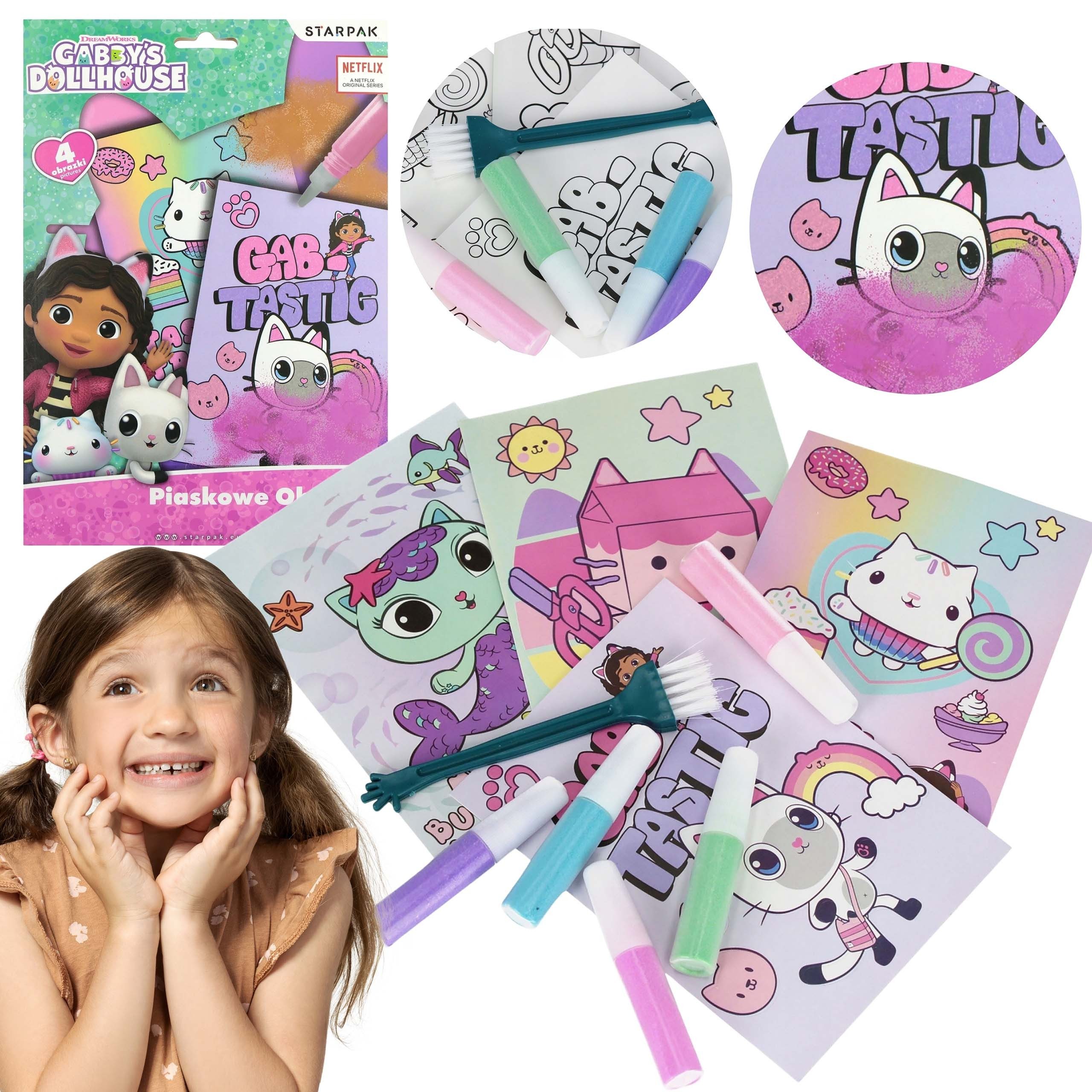 Gabby's Dollhouse Stickerbuch Gabby's Dollhouse Sandbilder, kreatives Spielset