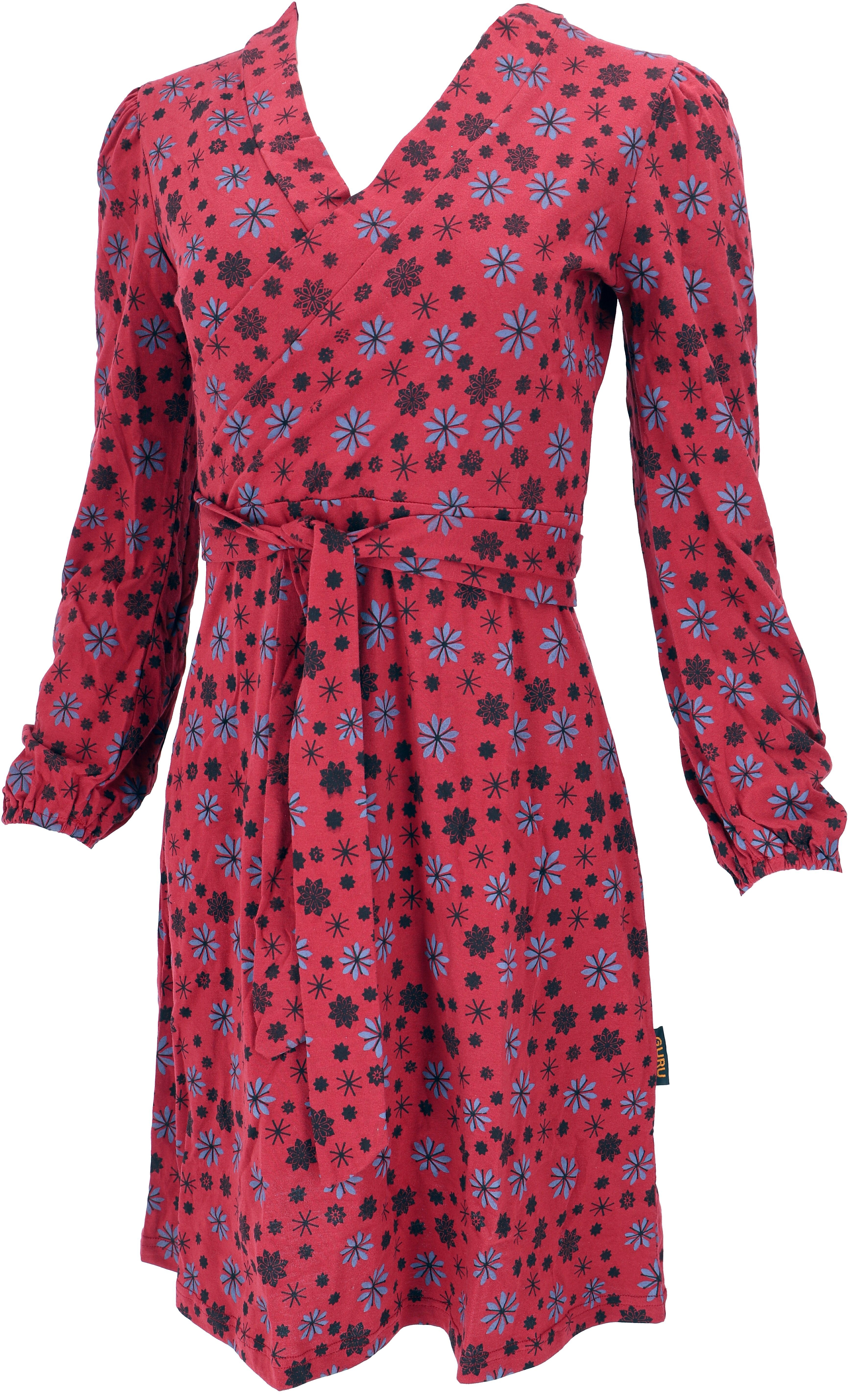 Guru-Shop Midikleid Minikleid in Wickeloptik aus Bio-Baumwolle,.. alternative Bekleidung