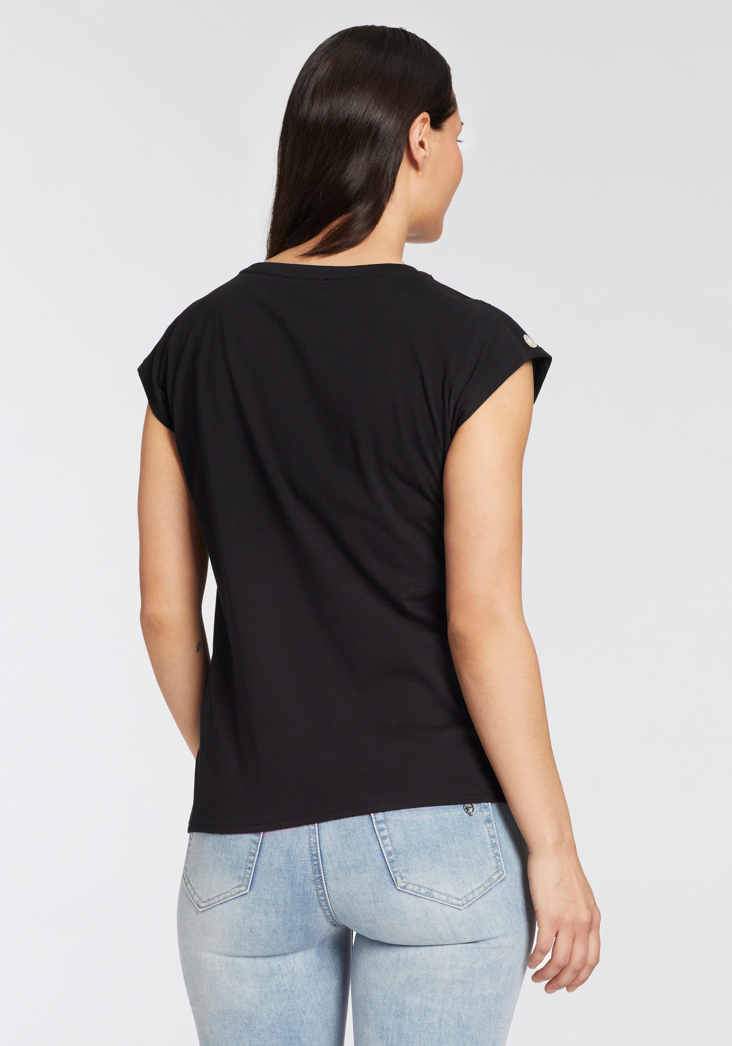 Laura Scott T-Shirt mit Zierknöpfen