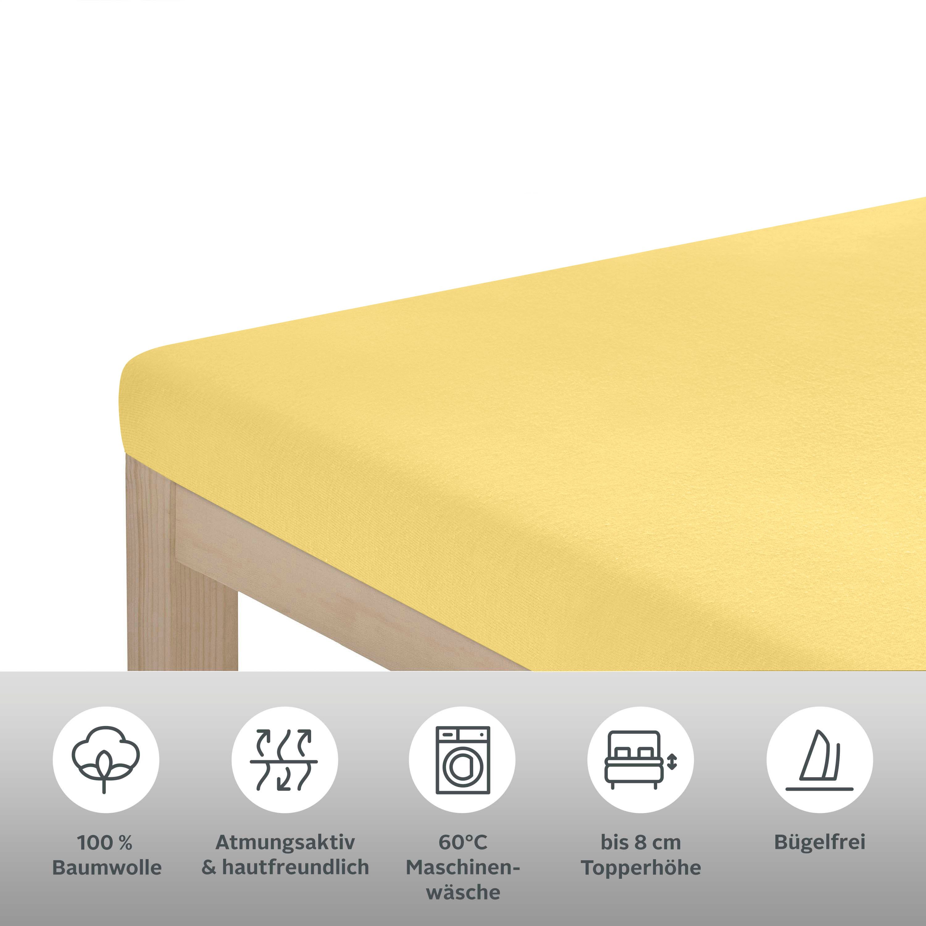 OTTO home Spannbettlaken Topper Basic, in Gr. 90x200, 140x200 oder 180x200 cm, Baumwoll-Jersey, Gummizug: rundum, (1 Stück), Baumwolle, Matratzen bis 8 cm Höhe, Bettlaken, Spannbetttuch, Laken