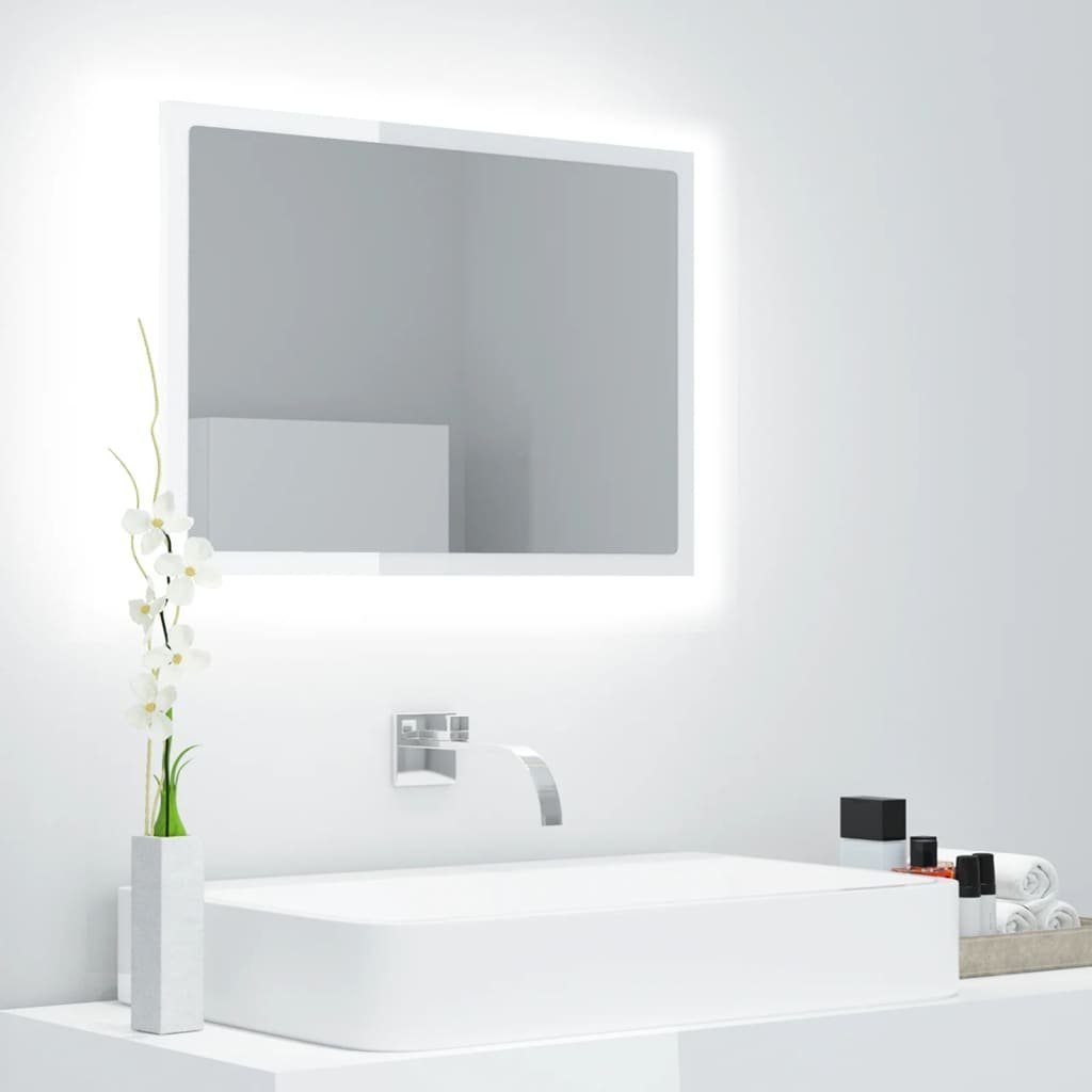 vidaXL Badezimmerspiegelschrank LED-Badspiegel Hochglanz-Weiß 60x8,5x37 cm Acryl (1-St)