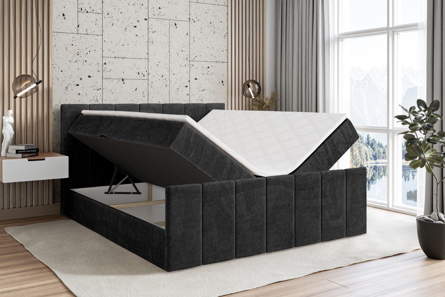 ALTDECOR Boxbett MOETI-Z (Multipocket-Matratze H4, H3 Matratze Bonellfederung, Topper, Kopfteil), Doppelbett mit Fußteil