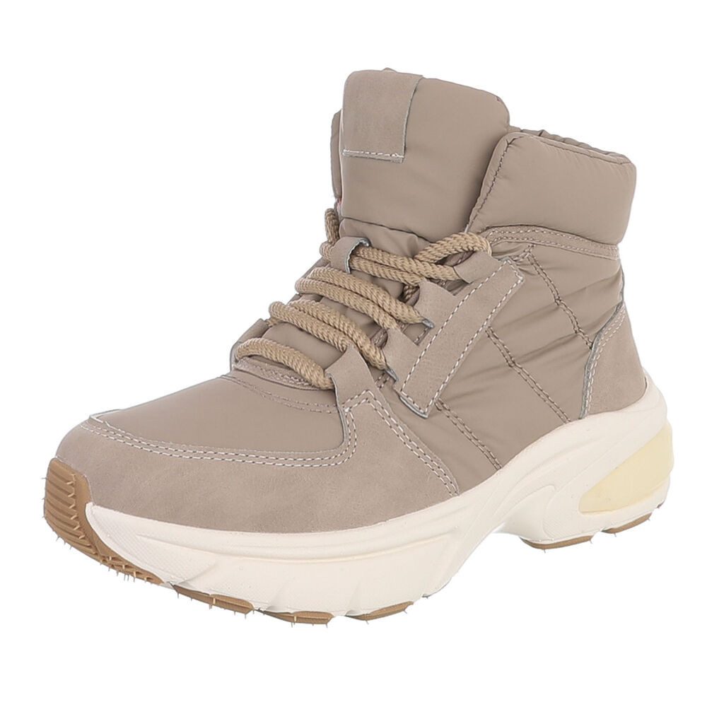 Ital-Design Damen Schnürstiefel sportlich gepolstert Winterboot Snowboots (92497439) Keilabsatz/Wedge Stiefeletten in Hellbraun