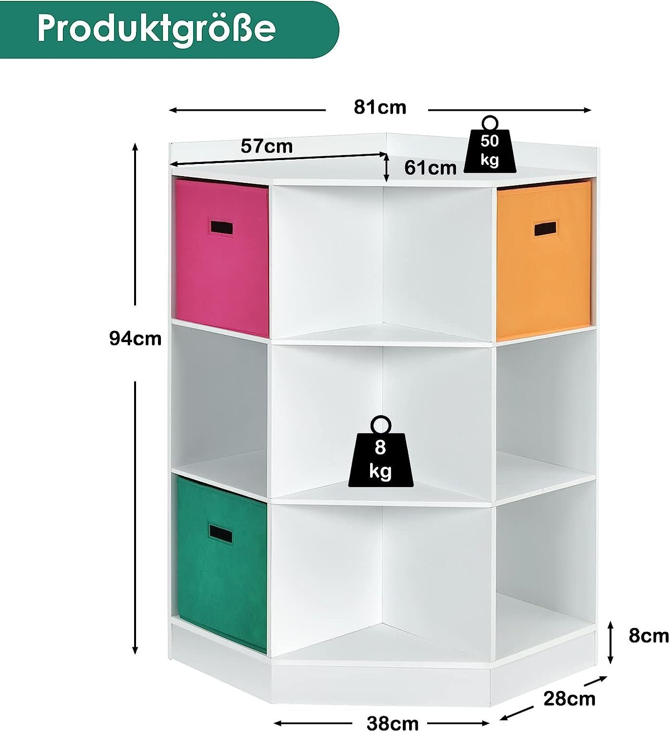 KOMFOTTEU Eckschrank mit 9 weiß Stoffschubladen 3 Zusammenbau Einfacher Fächern