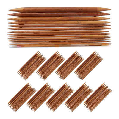relaxdays Bastelnaturmaterial 150 tlg. Nadelspiel Set aus Bambus