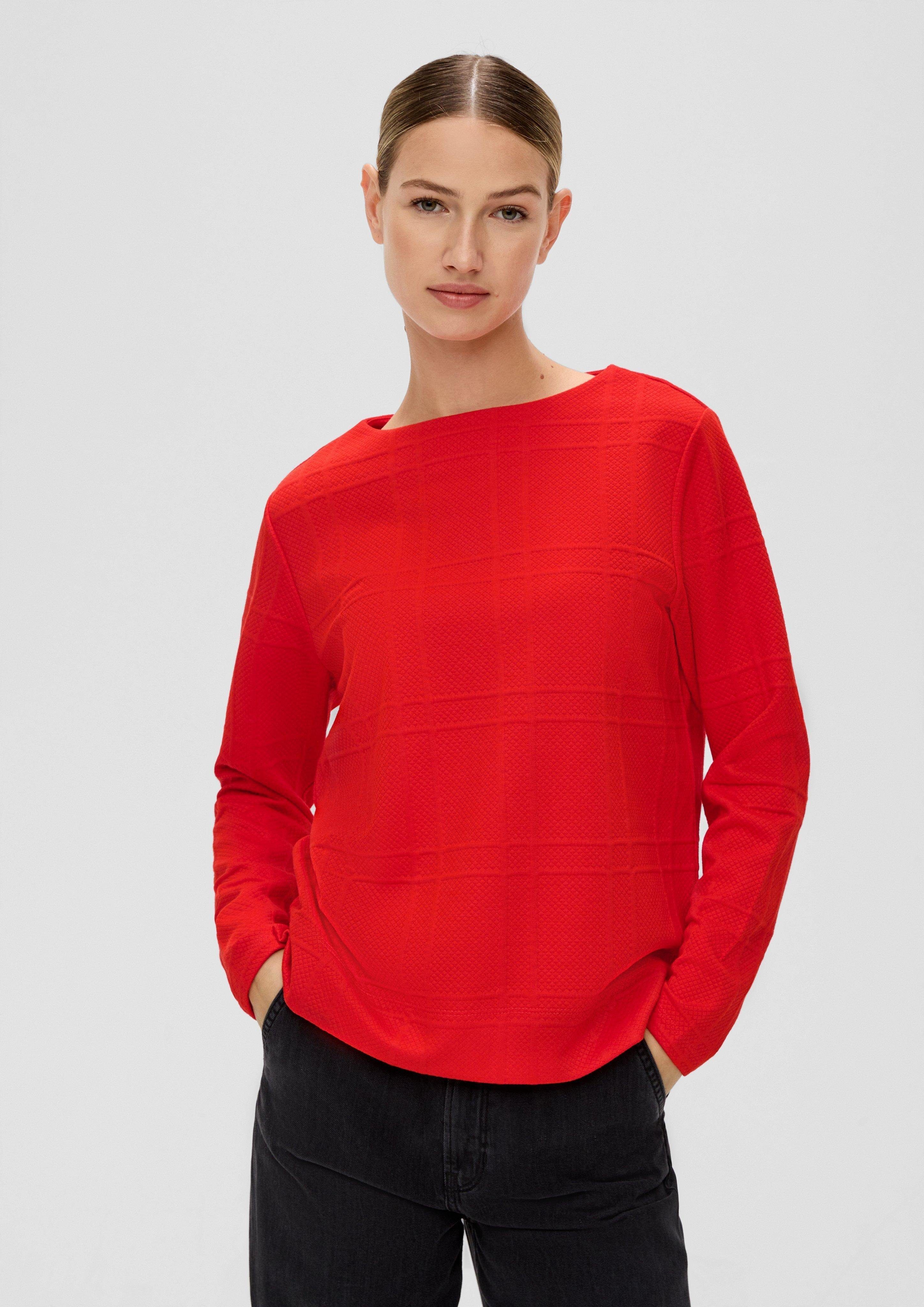 s.Oliver Sweatshirt Sweatshirt mit Musterstruktur rot